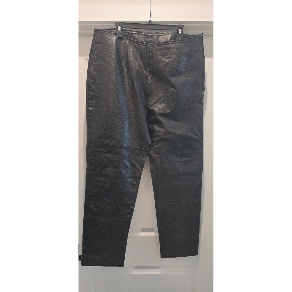 Pierre Cardin Options II Black Genuine Leather Pants High Waist Size 18W 741794P - Picture 3 of 6